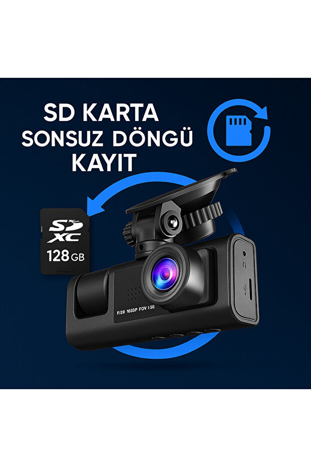 3 Kameralı Araç İçi Kayıt Sistemi
