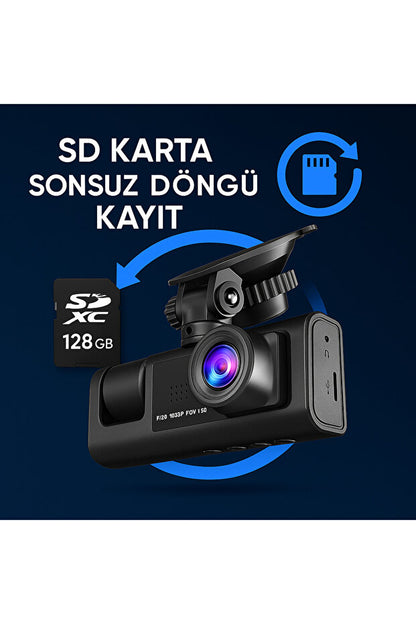 3 Kameralı Araç İçi Kayıt Sistemi